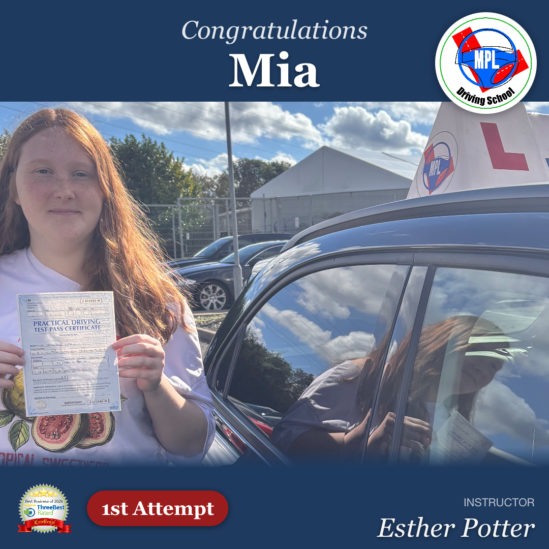 Driving test success for Mia