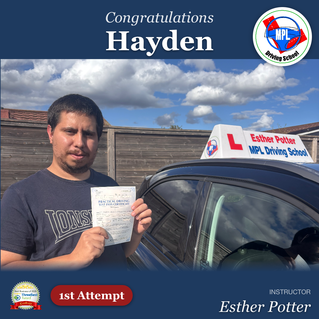 Driving test success for Hayden