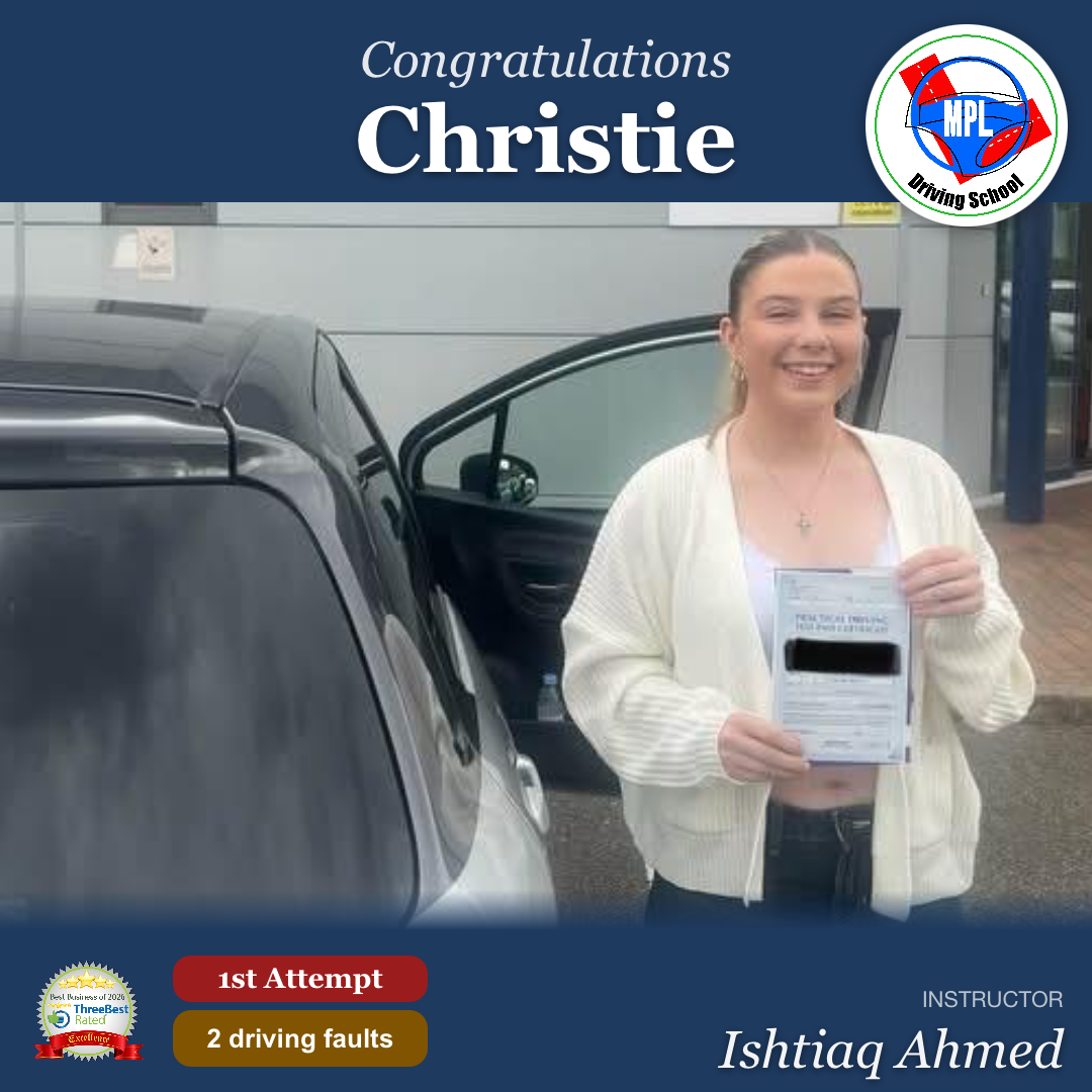 Driving test success for Christie