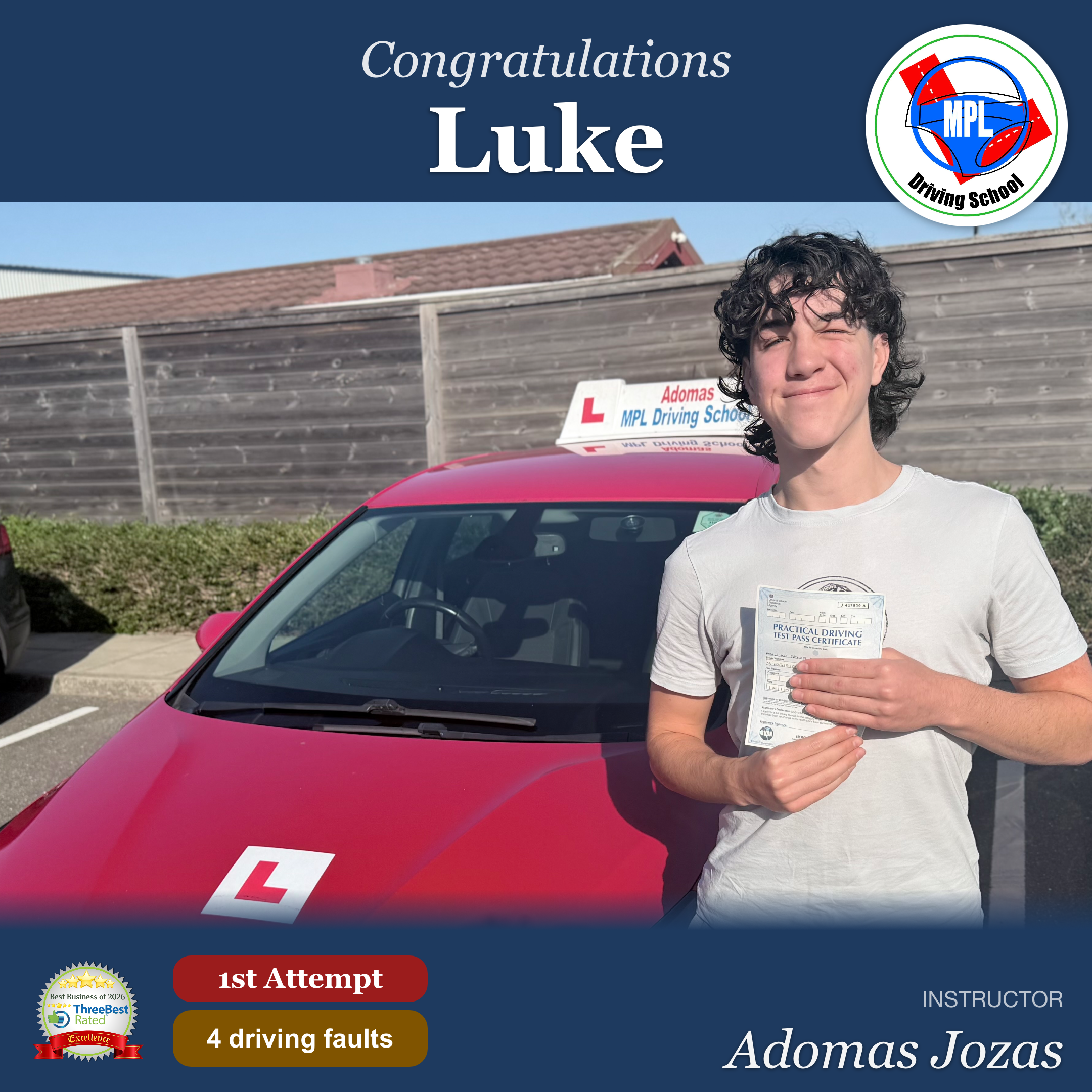 Driving test success for Luke search