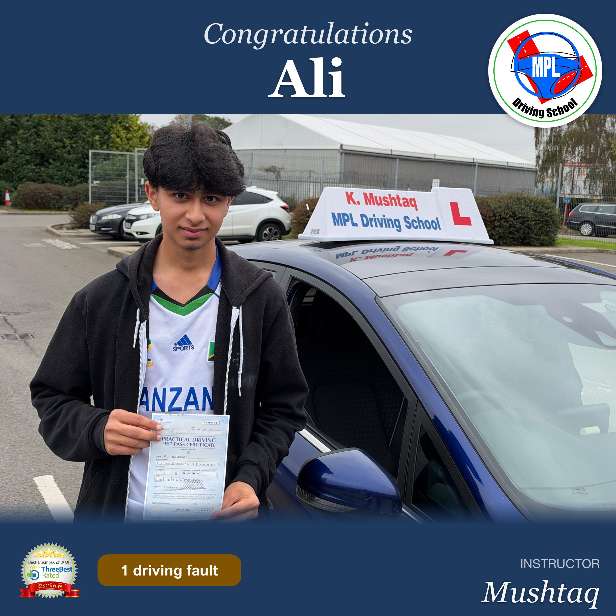 Driving test success for Ali